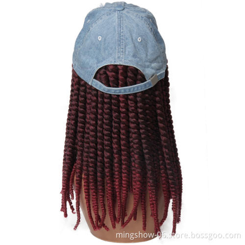 Twist Hair Wigs Synthetic Black Hat Attached hat With Baseball Hat With Goddess Locs Wig